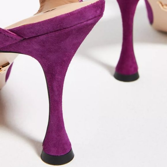 NWT Lola Cruz Purple Suede Heels with Rhinestone Strap Size 8 - Picture 3 of 7